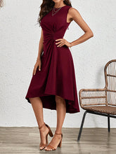 Load image into Gallery viewer, Sleeveless Asymmetric Pleated Split-Joint Midi Dress
