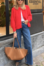 Load image into Gallery viewer, Red Cardigan Long Sleeve Knitted Sweater Jacket
