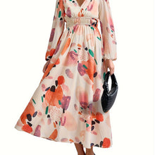 Load image into Gallery viewer, Casual Floral V Neck Long Sleeve Dress

