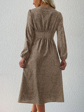 Load image into Gallery viewer, High Waisted Buttoned Leopard V-Neck Long Sleeve Midi Dress
