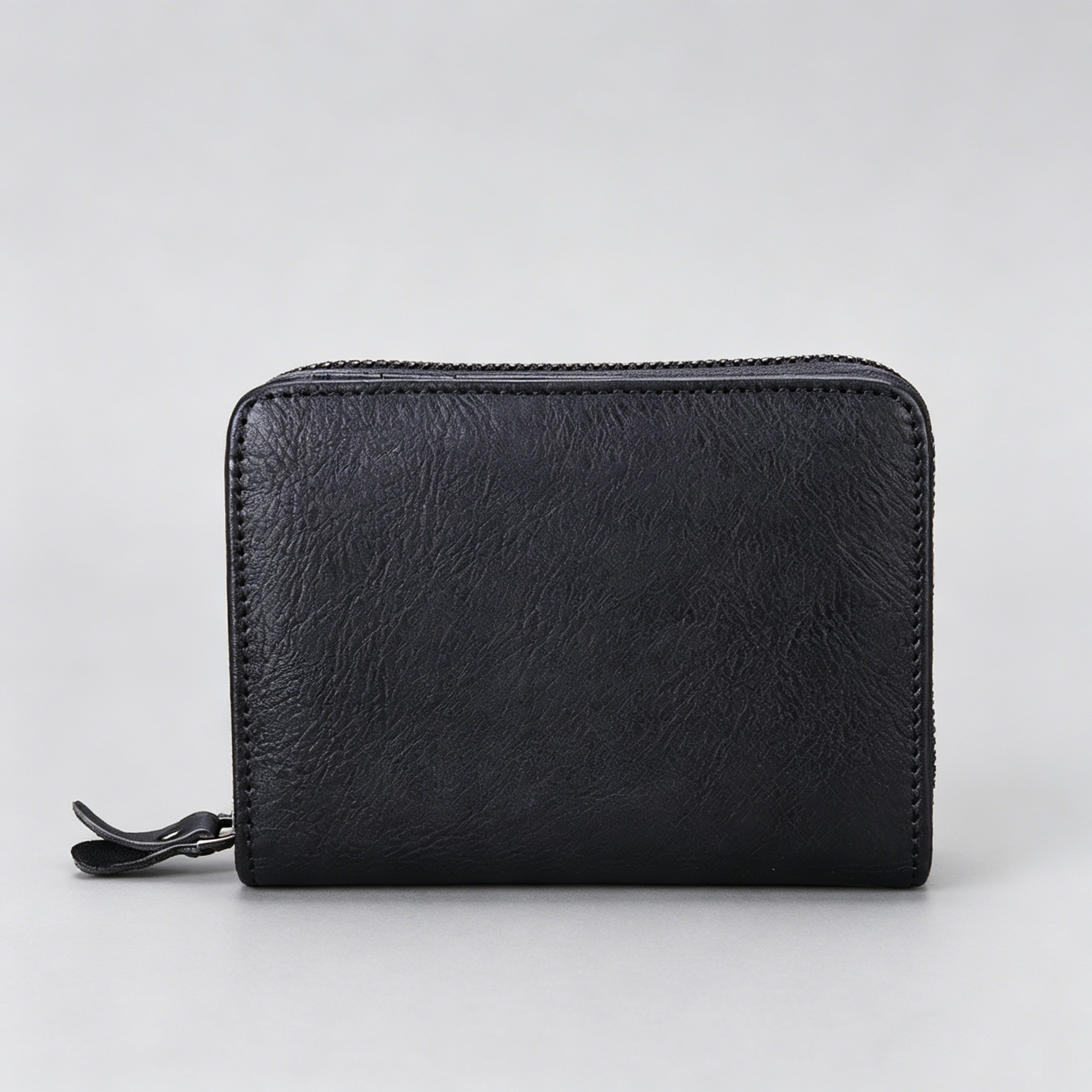 Full-Grain Leather Zippered Card Holder Mini Wallet