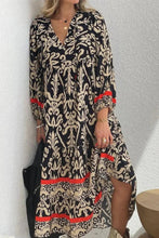 Load image into Gallery viewer, Black Loose Print Long Sleeves Maxi Dress
