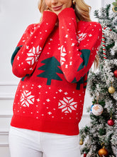 Load image into Gallery viewer, Long Sleeve Round Neck Snowflake Tree Christmas Sweater
