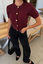 Load image into Gallery viewer, Simple Short Sleeves Buttons Down Knit Sweater

