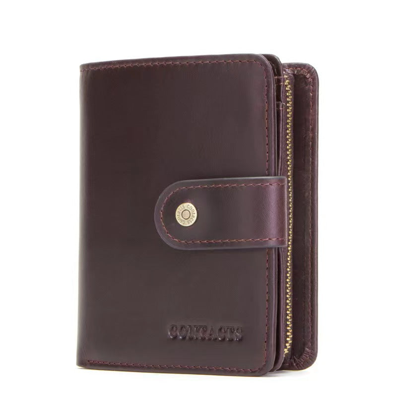 Personalized Wallet Genuine Leather Wallets Zipper Coin Purse Short Money Bag Quality trifold billfolds Small Card Holder Clutch