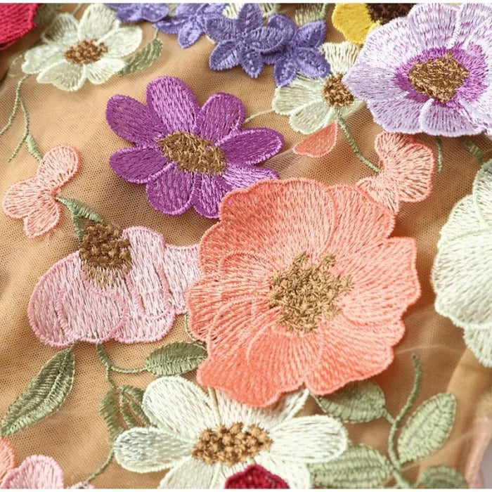 Floral Embroidery Lace Sleeveless Party Mini Dress