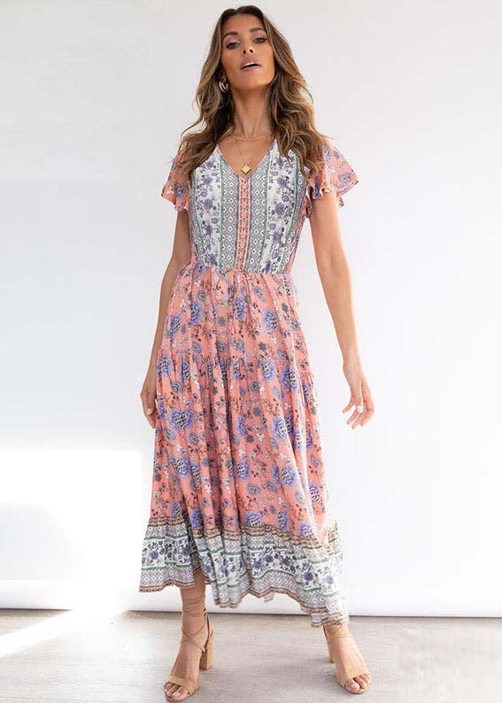 Blue Print Tiered Maxi Dress