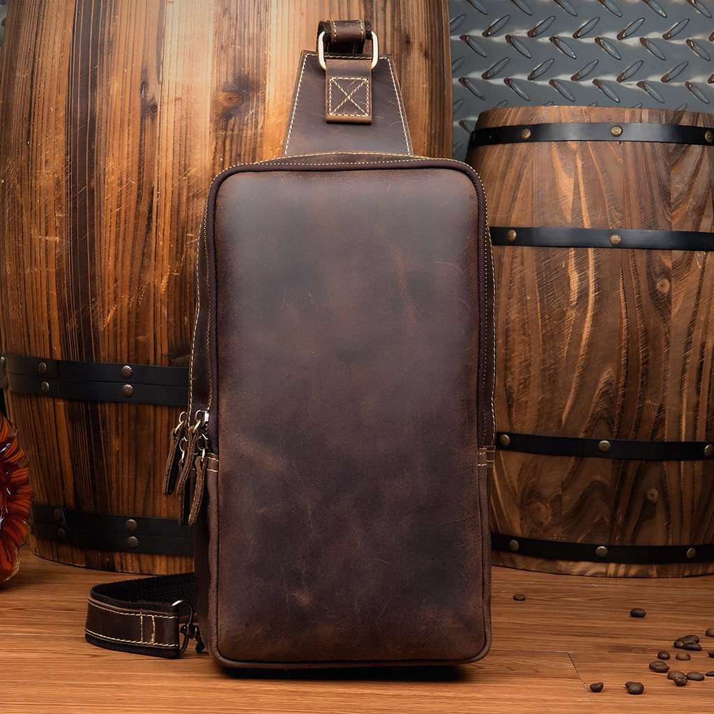 Large Leather Sling Bag for Men