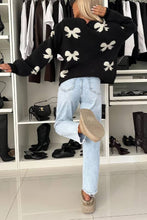 Load image into Gallery viewer, Bow Pattern Front Tie-up Long Sleeve Loose Cardigan
