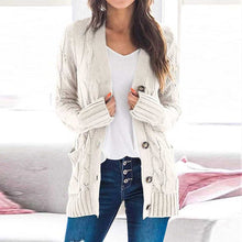 Load image into Gallery viewer, Casual Knitted Solid Color Button Down Chunky Outwear Cardigan
