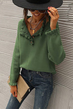 Load image into Gallery viewer, Chic Long Sleeve Button Down Ruffle Knit Pullover Sweater
