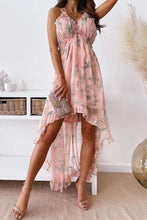 Load image into Gallery viewer, Sweet Floral Backless V Neck Irregular High Low Midi Dress

