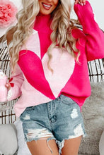 Load image into Gallery viewer, Valentine&#39;s Day Heart Turtleneck Cold Shoulder Sweater
