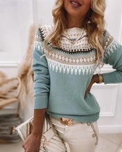 Load image into Gallery viewer, Geometric Long Sleeve Round Neck Sweater
