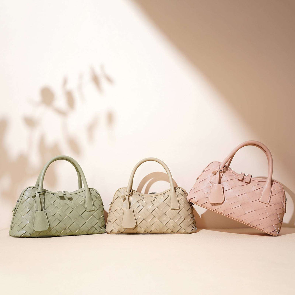 Simple Handmade Woven Handbag Leather Bag