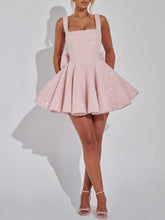Load image into Gallery viewer, Sophisticated Square Neck Straps Bow Sequins Mini Dress
