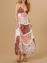Load image into Gallery viewer, Sweet Spaghetti Straps Floral Patchwork Maxi Dress
