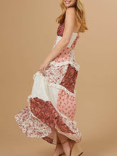 Load image into Gallery viewer, Sweet Spaghetti Straps Floral Patchwork Maxi Dress
