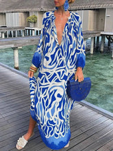 Load image into Gallery viewer, Loose Tropical Print Long Sleeves Maxi Dress
