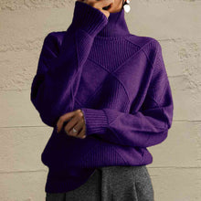 Load image into Gallery viewer, Geometric Turtleneck Long Sleeve Sweater
