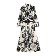 Load image into Gallery viewer, White Print Long Sleeve Button Down Midi Dress
