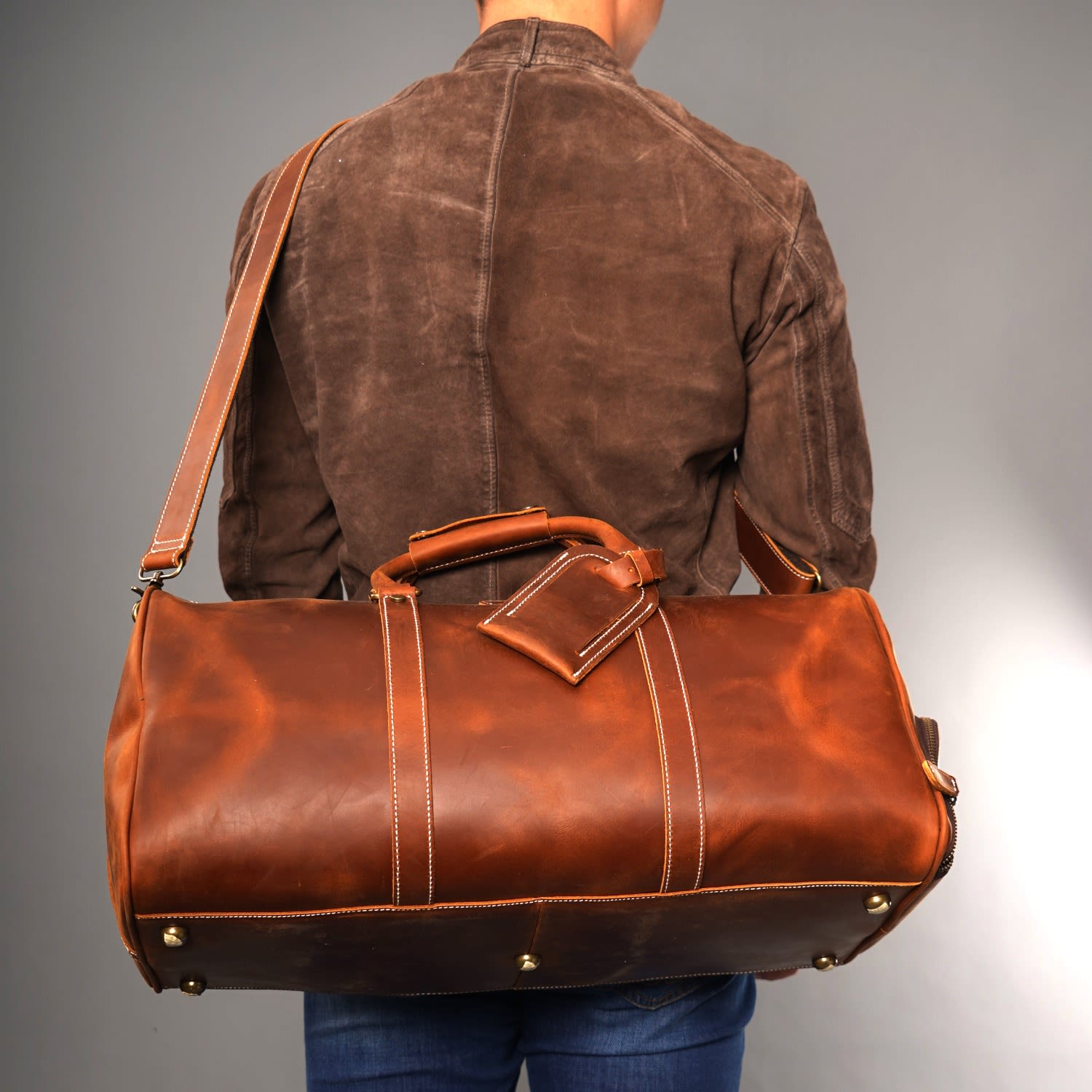 Handmade Full Grain Leather Duffle Bag
