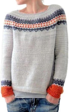 Load image into Gallery viewer, Long Sleeve Fair Isle Pattern Knitted Sweater
