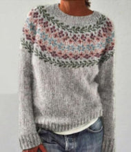Load image into Gallery viewer, Tribal Floral Geometry Icelandic Knit Pullover Sweater
