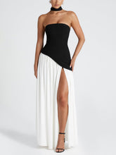 Load image into Gallery viewer, Chic Strapless Patchwork Split Side Maxi Party Dress
