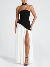 Load image into Gallery viewer, Chic Strapless Patchwork Split Side Maxi Party Dress
