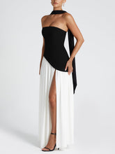 Load image into Gallery viewer, Chic Strapless Patchwork Split Side Maxi Party Dress
