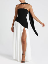 Load image into Gallery viewer, Chic Strapless Patchwork Split Side Maxi Party Dress
