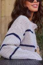 Load image into Gallery viewer, Grey Stripped Button Down Cardigan
