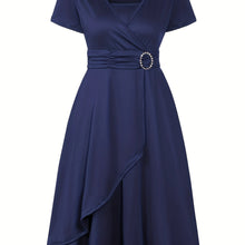 Load image into Gallery viewer, Elegant  V-Neck Asymmetrical Ruffled Midi Dress
