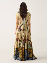 Load image into Gallery viewer, Yellow Sleeveless Floral Pleated Maxi Dress
