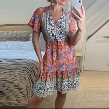 Load image into Gallery viewer, Pink Floral Print Mini Dress Sundress
