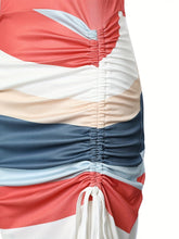 Load image into Gallery viewer, Casual Striped Print Drawstring Midi Dress
