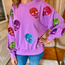 Load image into Gallery viewer, Halloween Skull Sequin Loose Casual Sweatshirt
