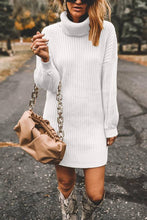 Load image into Gallery viewer, Turtleneck Long Sleeves Ribbed Knit Sweater Dress
