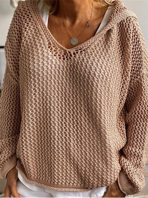 Loose Hooded Long Sleeve Sweater