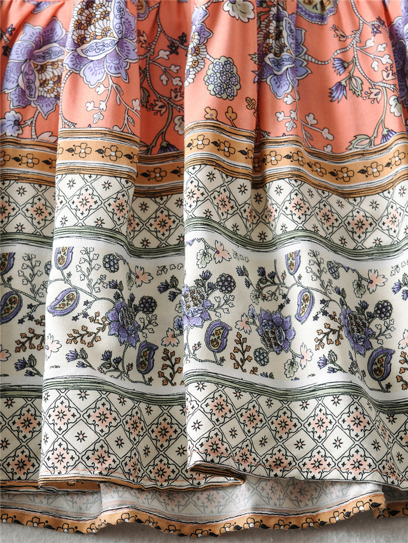 Pink Print Tiered Maxi Dress