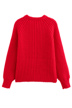 Load image into Gallery viewer, Red Cardigan Long Sleeve Knitted Sweater Jacket
