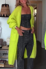 Load image into Gallery viewer, Bright Winter Day Knit Open Front Pocketed Mid-length Cardigan
