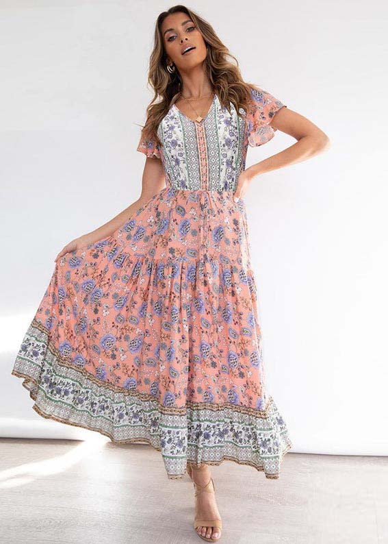 Blue Print Tiered Maxi Dress