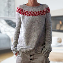 Load image into Gallery viewer, Classic Icelandic Knit Jacquard Crew Neck Sweater
