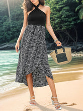 Load image into Gallery viewer, Leopard Halter Irregular Split Front Casual Midi Dress
