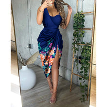 Load image into Gallery viewer, Elegant Spaghetti Strap Ruched Irregular Split Side Midi Dress
