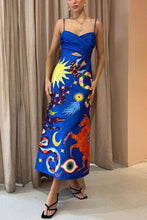 Load image into Gallery viewer, Unique Printed Spaghetti Straps Midi Dress

