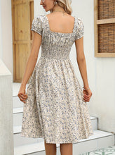 Load image into Gallery viewer, Elegant V-neck Ruched Floral Midi Dress
