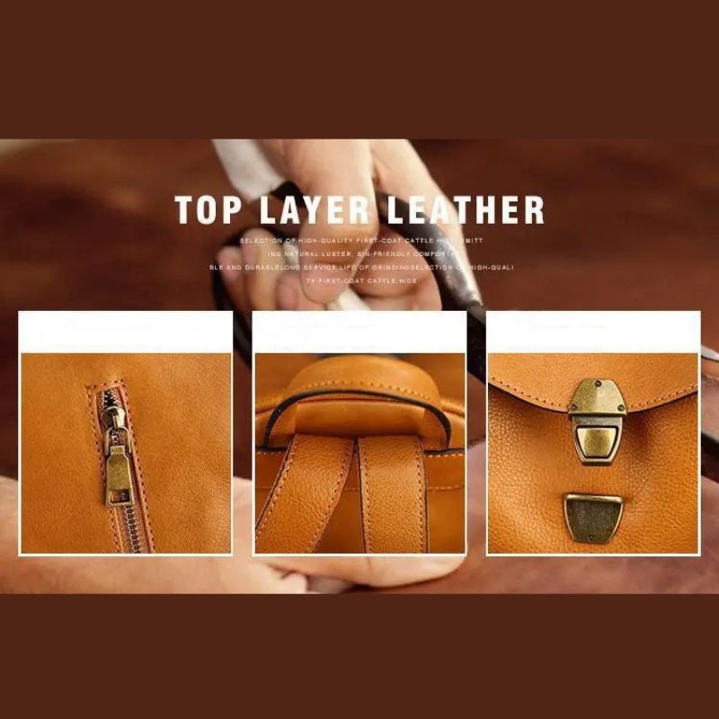 Simple Classic Vintage Leather Backpack